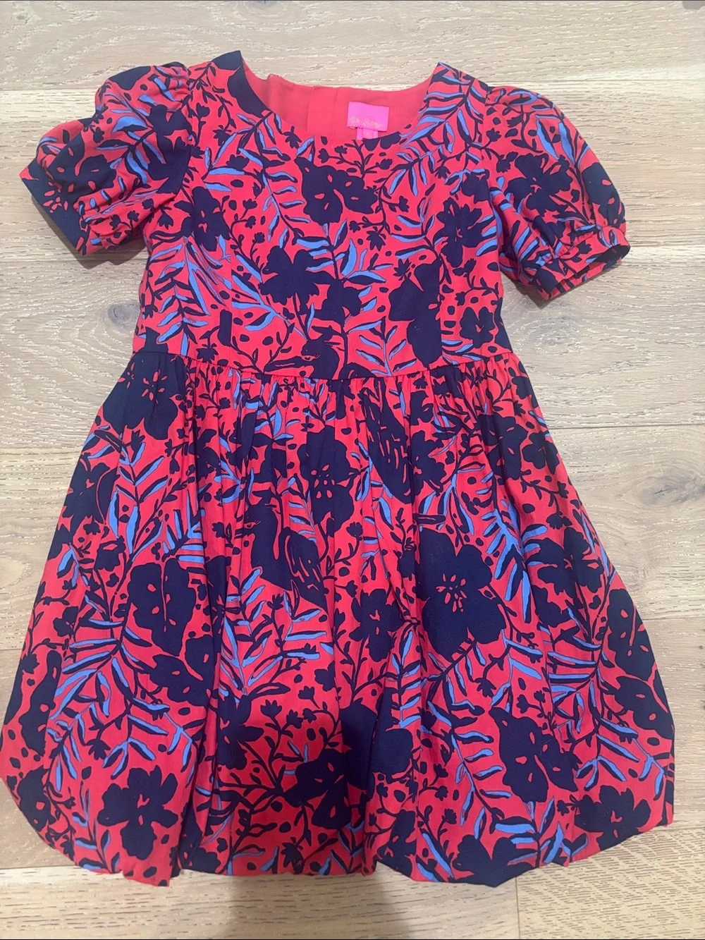 Lilly Pulitzer Red Floral Puff-Sleeve Dress
